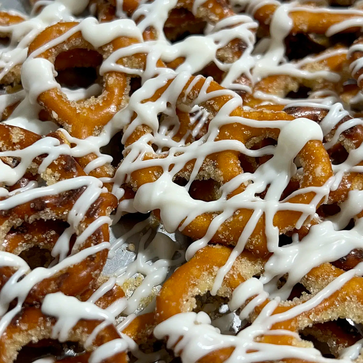 Toffee & White Chocolate Drizzled Pretzels